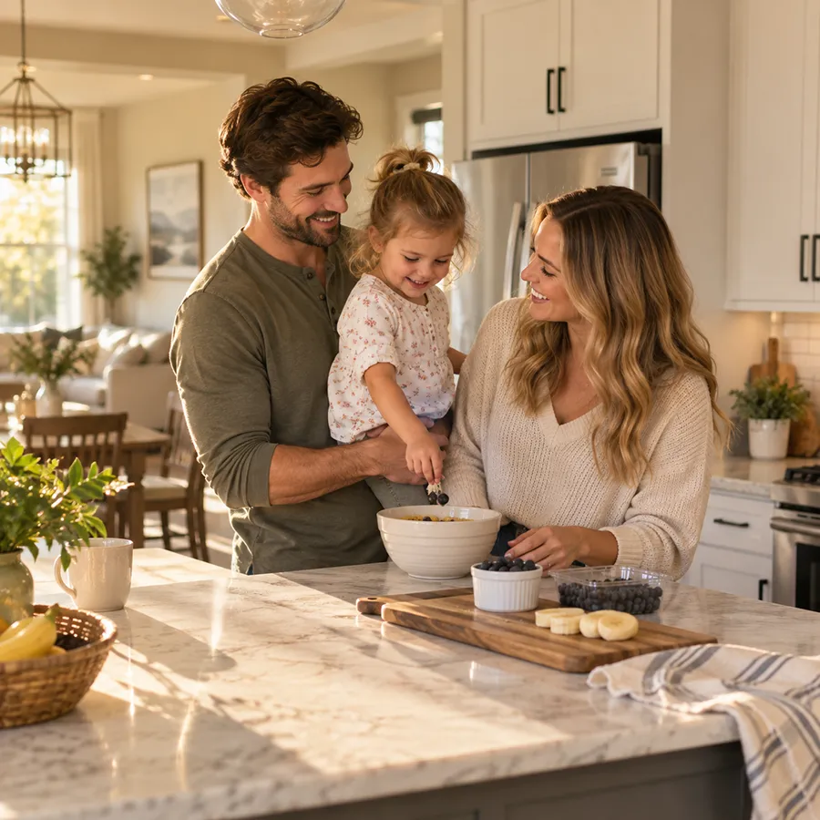 Young family enjoying their home